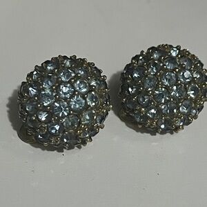 Vintage Jomaz- Clip on Earrings - Ice Blue Rhinestones